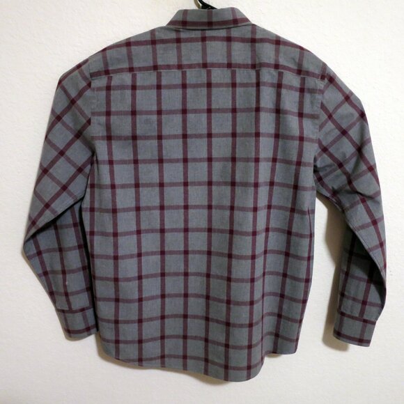 UNTUCKit Shirt Mens Large Long Sleeve Button Gray Maroon Stripes - Picture 6 of 6